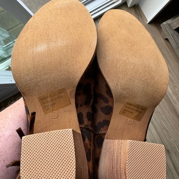 NWOT Beast Leopard Fringe Boots - Picture 3 of 3